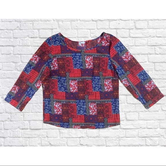 Japna three quarter sleeve funky print open back top S - Picture 6 of 6